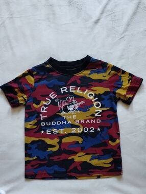 True Religion Kids Multicolor Camo Logo Tee - Red, Yellow, Blue